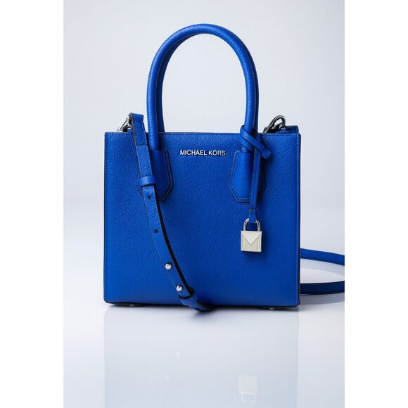 NWT Michael Kors Mercer Medium Messenger Crossbody Leath Bag in Electric Blue - Picture 1 of 8